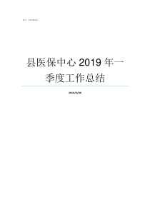 县医保中心2019年一季度工作总结2019年职工医保