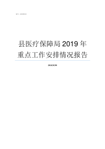 县医疗保障局2019年重点工作安排情况报告合肥市医疗保障局电话