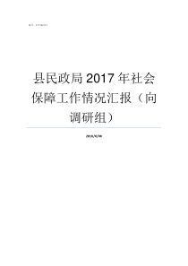 县民政局2017年社会保障工作情况汇报向调研组