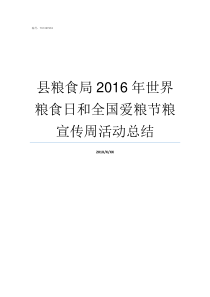 县粮食局2016年世界粮食日和全国爱粮节粮宣传周活动总结县粮食局局长