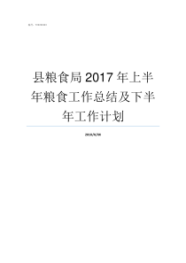 县粮食局2017年上半年粮食工作总结及下半年工作计划县粮食局局长