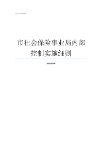 市社会保险事业局内部控制实施细则济南市社会保险事业局