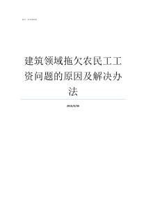 建筑领域拖欠农民工工资问题的原因及解决办法农民工建设领域