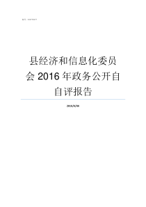 县经济和信息化委员会nbsp2016年政务公开自自评报告经济和信息化委员会是干什么