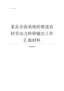 某县全面系统的推进农村劳动力转移输出工作汇报材料推进农