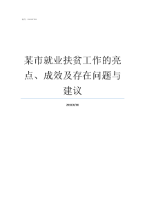 某市就业扶贫工作的亮点成效及存在问题与建议就业扶贫工作开展情况