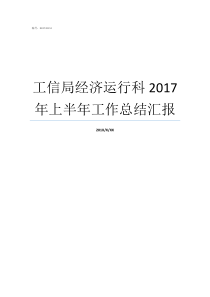 工信局经济运行科2017年上半年工作总结汇报