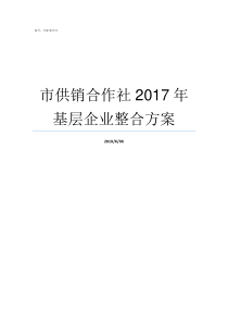 市供销合作社2017年基层企业整合方案北京市供销合作总社