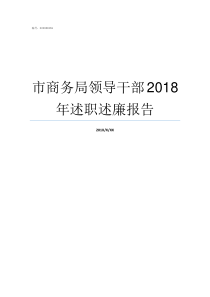 市商务局领导干部2018年述职述廉报告