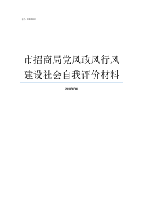 市招商局党风政风行风建设社会自我评价材料党风政风行风的具体要求