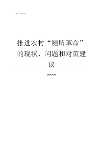 推进农村厕所革命的现状问题和对策建议农村厕所改革存在的问题