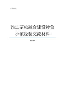 推进茶旅融合建设特色小镇经验交流材料专创融合特色