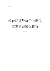 粮食局领导班子专题民主生活会情况报告云浮市粮食局领导班子