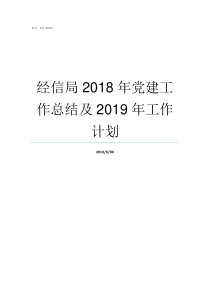 经信局2018年党建工作总结及2019年工作计划2018年党建工作总结