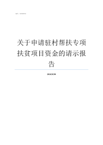 关于申请驻村帮扶专项扶贫项目资金的请示报告驻村帮扶工作专项整治