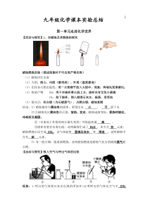 九年级化学课本实验总结