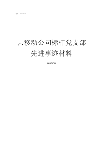 县移动公司标杆党支部先进事迹材料标杆党支部先进事迹