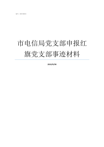 市电信局党支部申报红旗党支部事迹材料党支部示范点申报理由