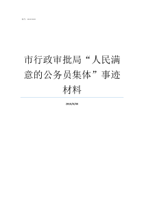 市行政审批局人民满意的公务员集体事迹材料