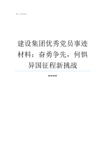 建设集团优秀党员事迹材料奋勇争先何惧异国征程新挑战