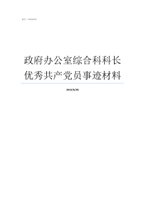 政府办公室综合科科长优秀共产党员事迹材料区政府综合科科长