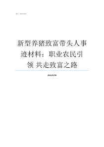 新型养猪致富带头人事迹材料职业农民引领nbsp共走致富之路带头致富怎样写