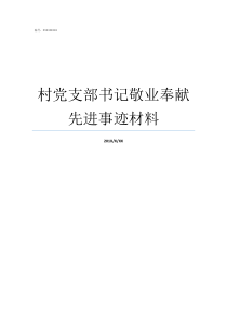 村党支部书记敬业奉献先进事迹材料村党支部书记