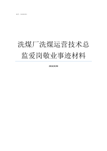 洗煤厂洗煤运营技术总监爱岗敬业事迹材料