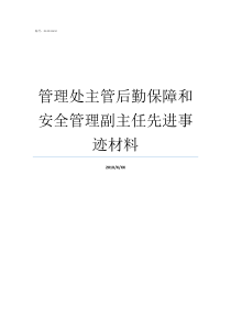 管理处主管后勤保障和安全管理副主任先进事迹材料做好后勤保障