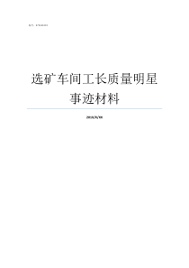 选矿车间工长质量明星事迹材料工厂里的工长