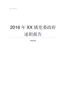 2016年XX镇党委政府述职报告