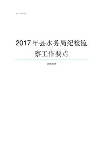 2017年县水务局纪检监察工作要点老纪传奇2019