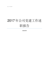 2017年公司党建工作述职报告2017年党建主题