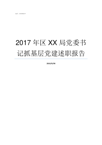 2017年区XX局党委书记抓基层党建述职报告