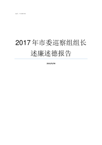 2017年市委巡察组组长述廉述德报告市委巡察组