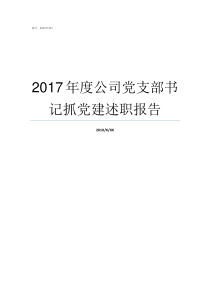 2017年度公司党支部书记抓党建述职报告A公司2016