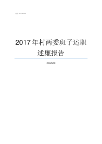 2017年村两委班子述职述廉报告