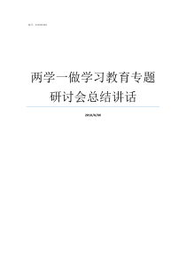 两学一做学习教育专题研讨会总结讲话