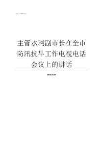 主管水利副市长在全市防汛抗旱工作电视电话会议上的讲话副市长是什么级别的干部