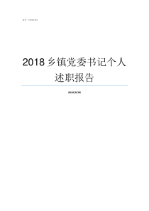 2018乡镇党委书记个人述职报告