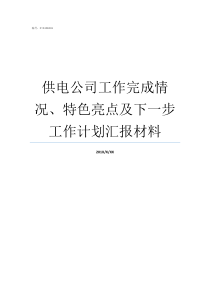 供电公司工作完成情况特色亮点及下一步工作计划汇报材料个人工作完成情况