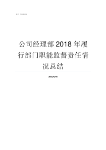 公司经理部2018年履行部门职能监督责任情况总结女经理2018