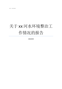 关于xx河水环境整治工作情况的报告环境整治和环境治理