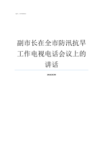 副市长在全市防汛抗旱工作电视电话会议上的讲话市防汛抗旱小组