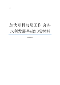 加快项目前期工作nbsp夯实水利发展基础汇报材料