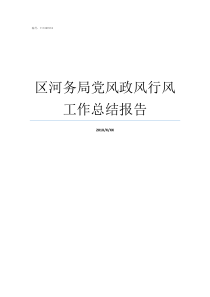 区河务局党风政风行风工作总结报告