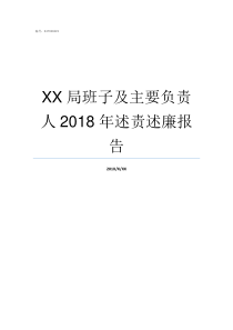 XX局班子及主要负责人2018年述责述廉报告