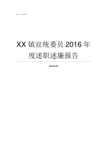 XX镇宣统委员2016年度述职述廉报告裴兴乡政府宣统委员