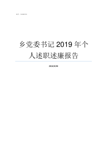 乡党委书记2019年个人述职述廉报告2019年小河乡党委书记是