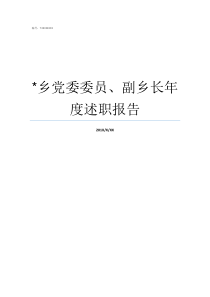 乡党委委员副乡长年度述职报告副乡长是党委委员吗